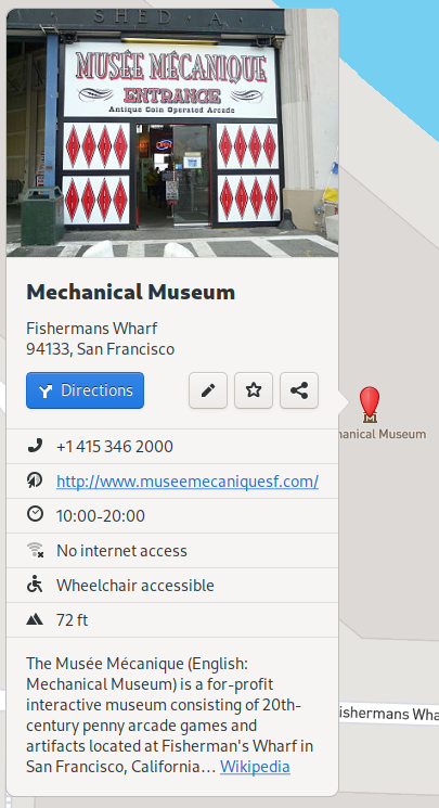 UI bubble showing information about the Mechanical Museum