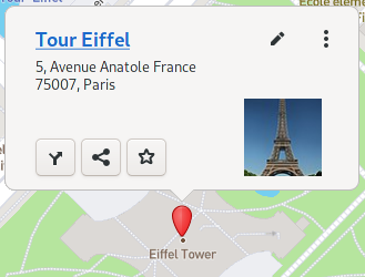 UI bubble showing information about the Eiffel Tower